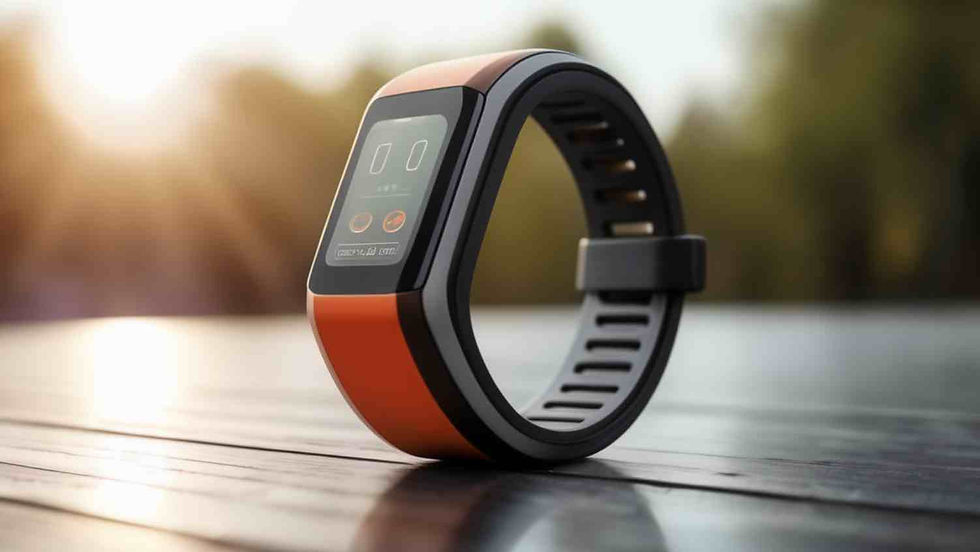 A close-up of a fitness tracker watch displaying steps taken, symbolizing activity tracking and fitness progress with the Stepchain app.