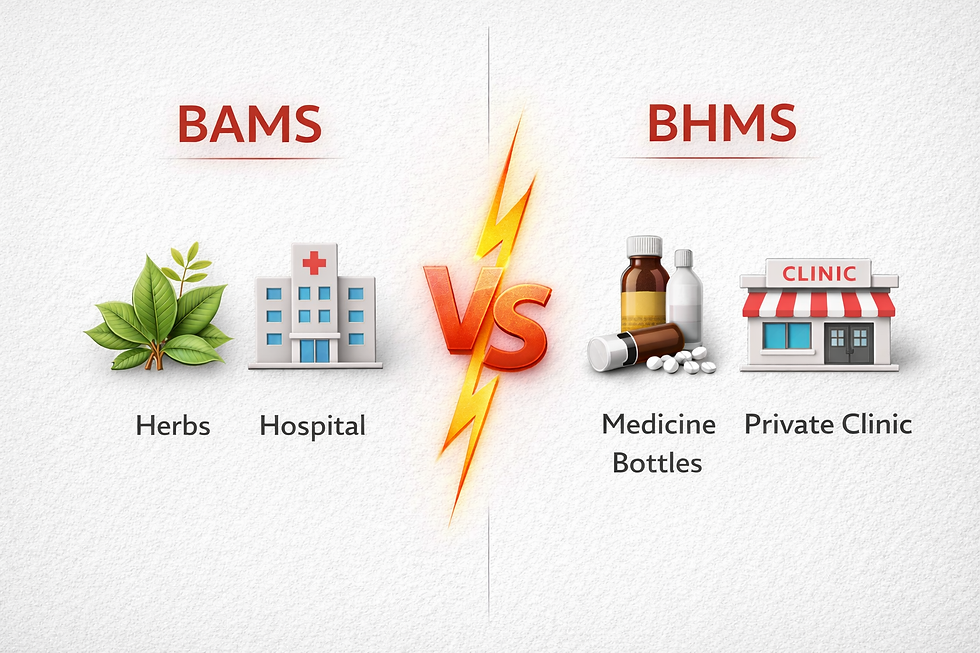 BAMS vs BHMS future scope and salary comparison chart 2026.