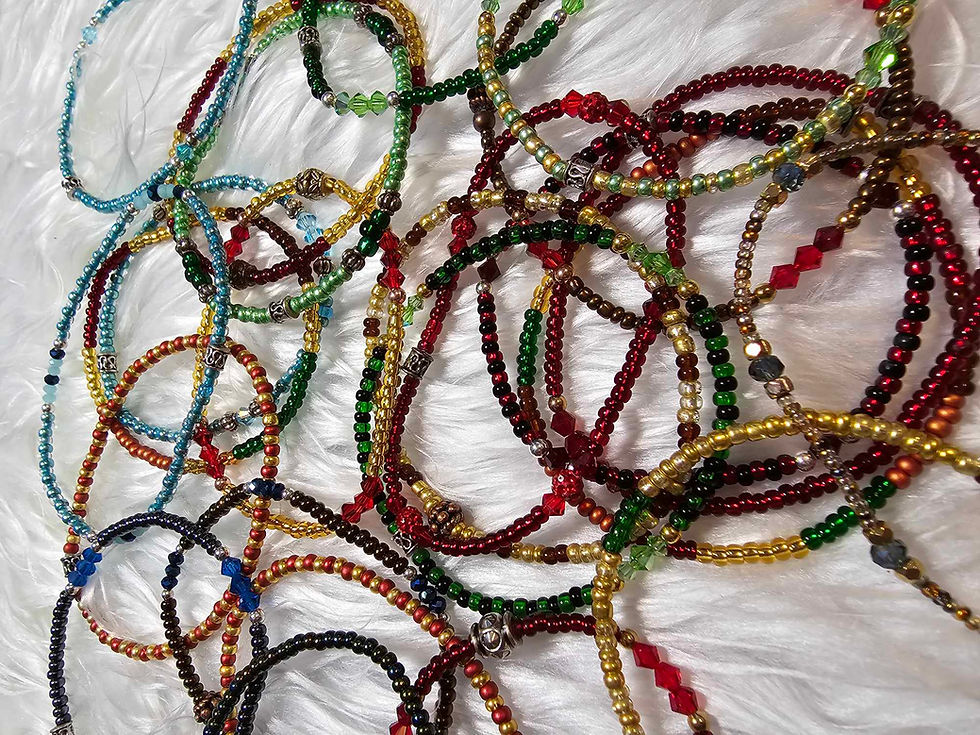 Unique Handmade Woman's Petite Beaded Stretch Bracelet