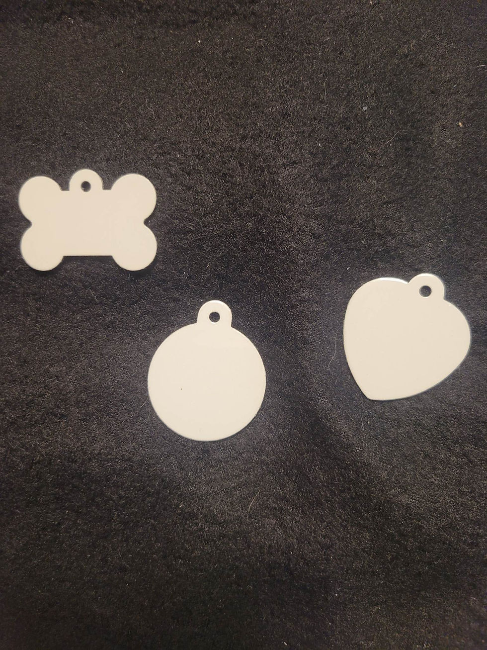 White Pet Tag, bone, circle, heart