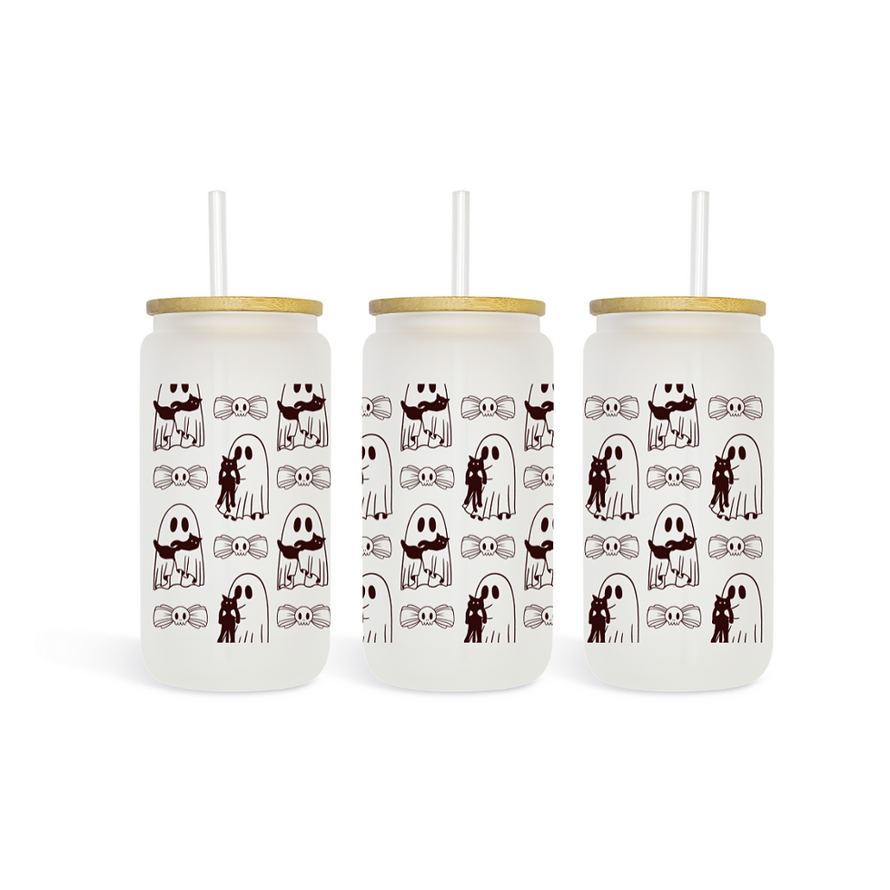 Halloween Ghost 16 oz Frosted Glass tumbler