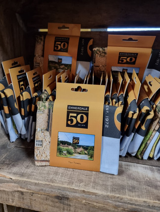 wrapped cloth tea towels celebrate emmerdale's 50th year