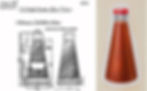 Vintage Campari Soda bottle design: left, a detailed sketch with measurements; right, a red bottle with embossed "CAMPARI SODA" text.