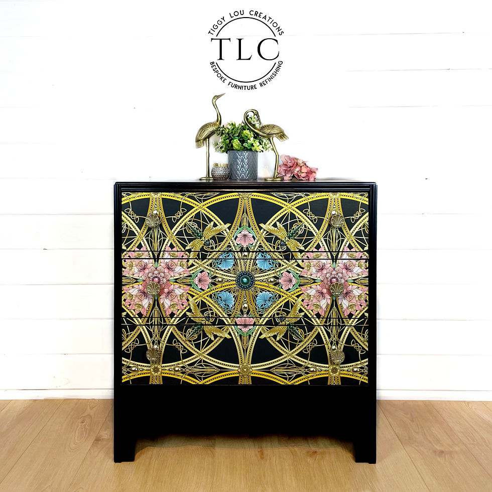 Decoupaged vintage chest of drawers