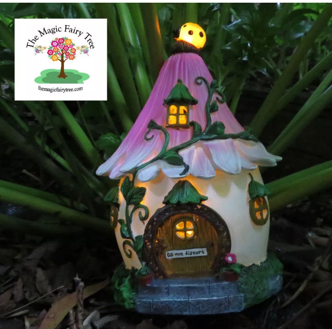 Solar Pink Flower Fairy House