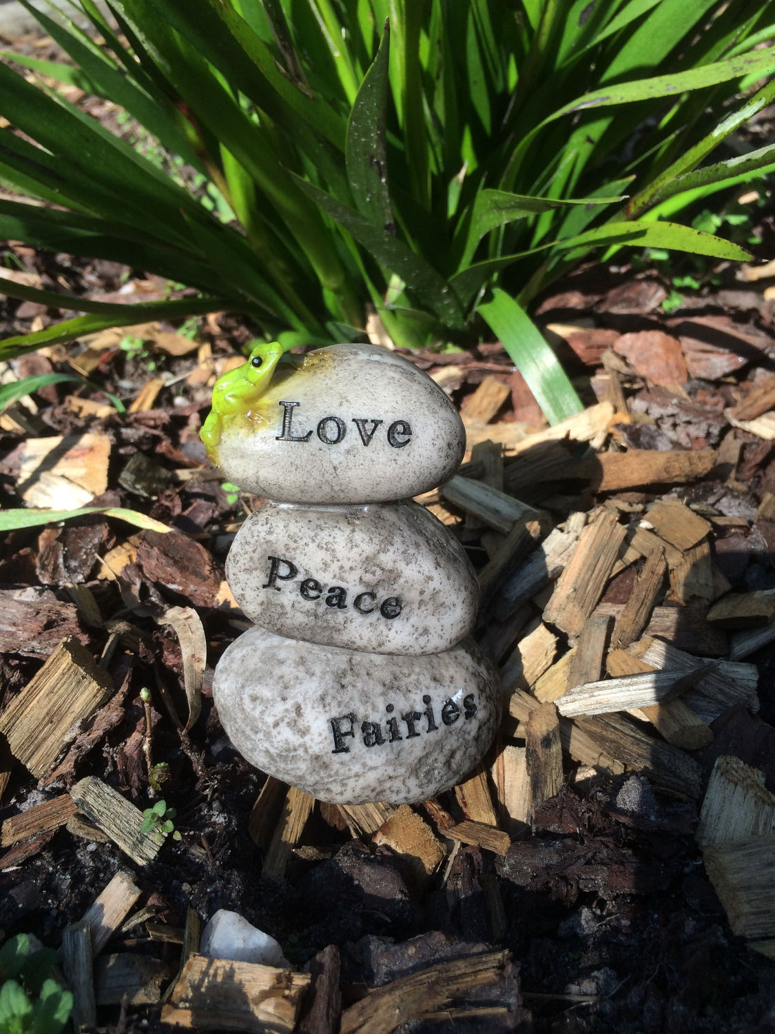 Mini rock cairn - Peace, Love, Fairies rocks / stones