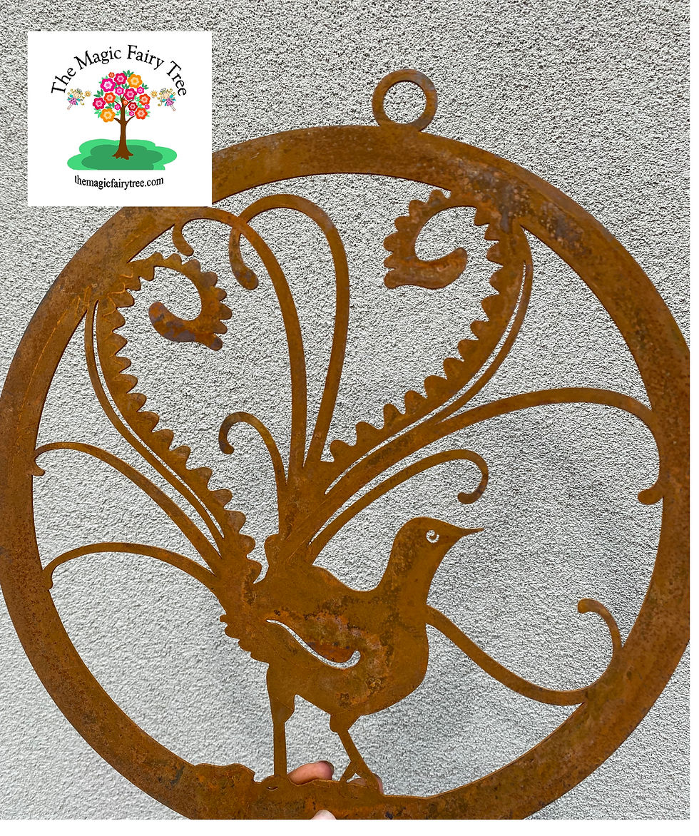Thumbnail: Lyrebird in corten ring wall art decor