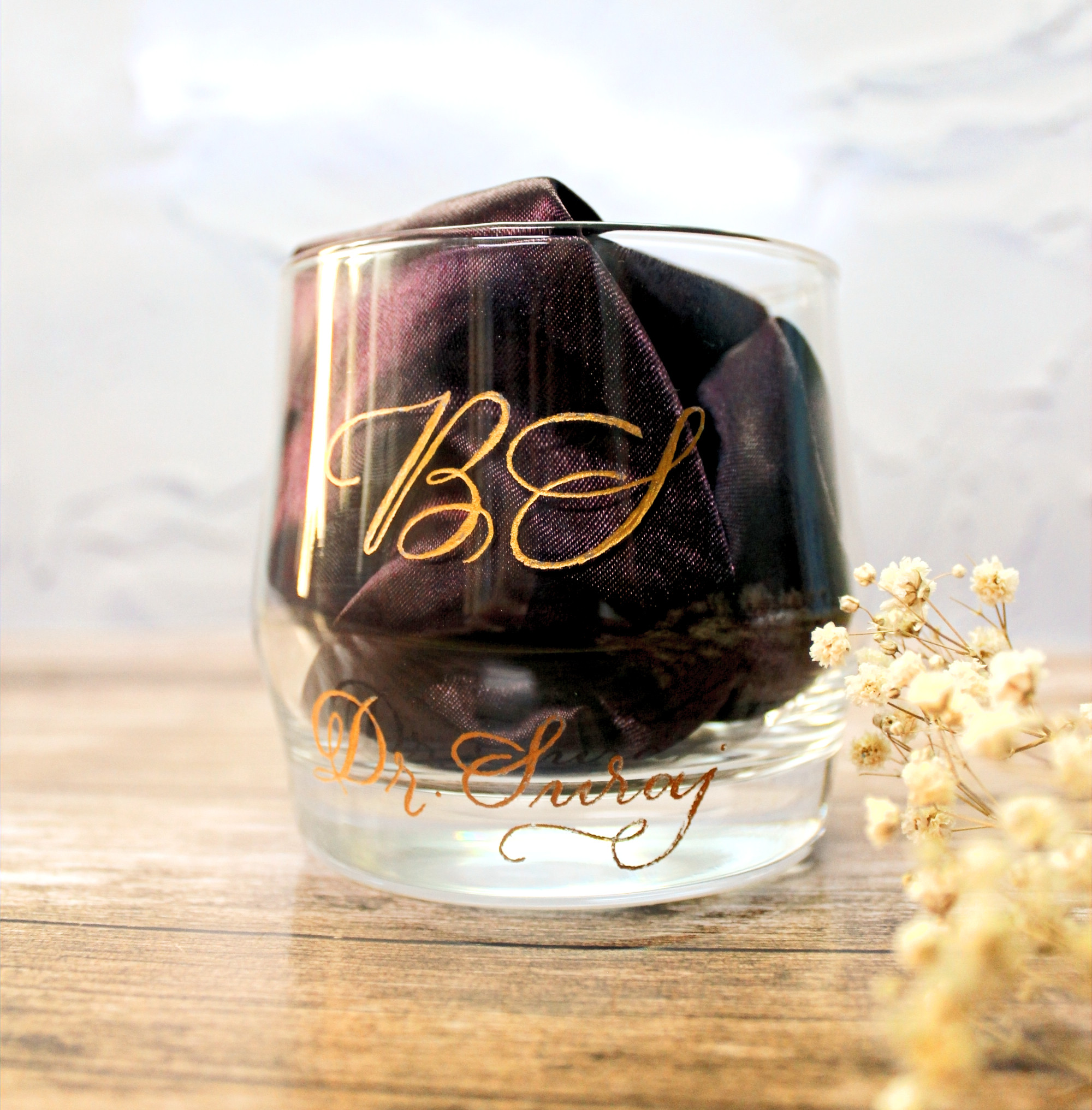 Personalised engraved whiskey glass with custom initials luxury gift for men