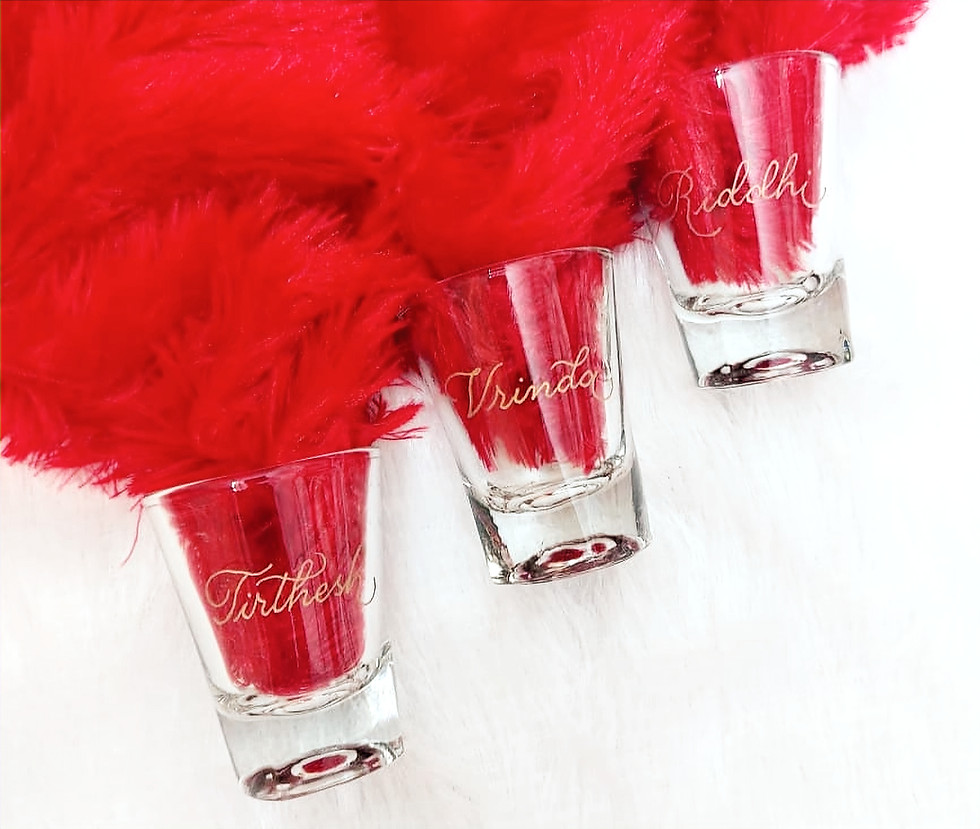 Custom engraved shot glass with personalised name for barware and party gifts