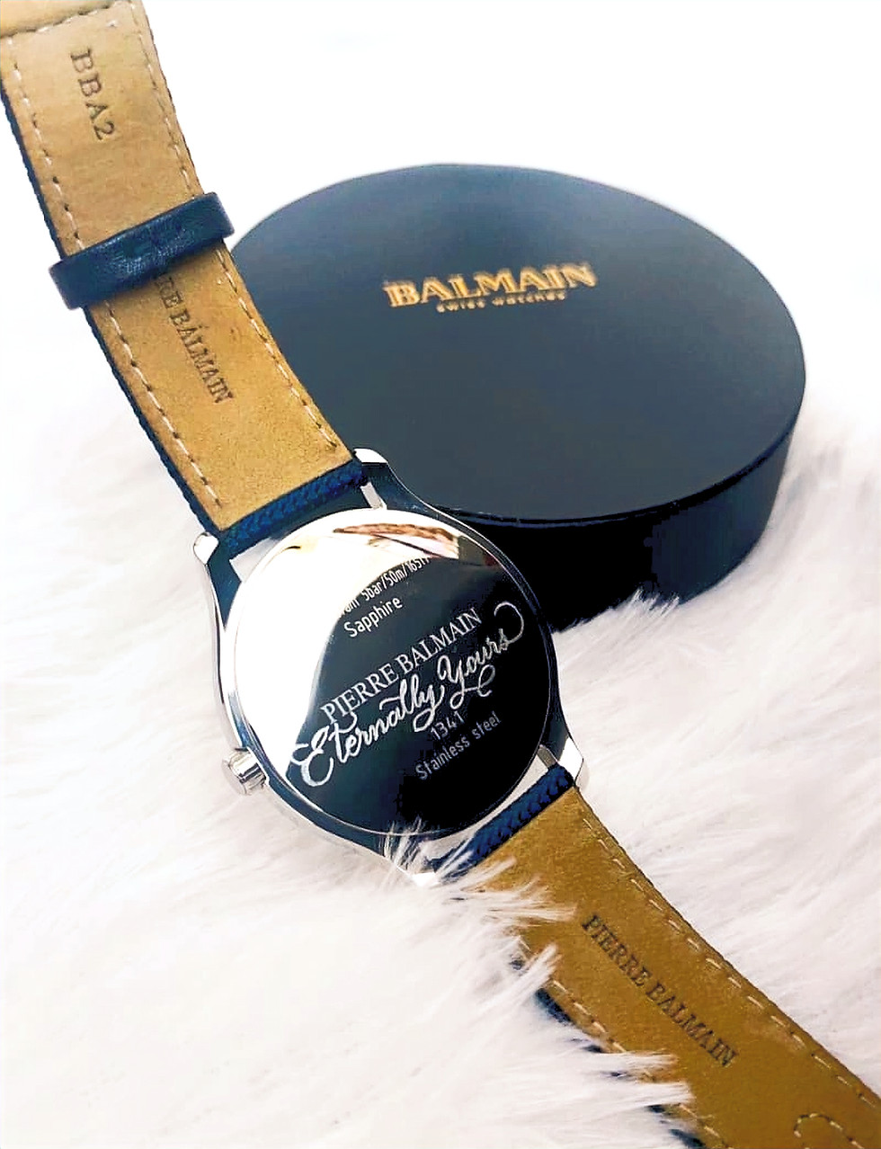Hand engraved watch with love quote for personalised gift for men
