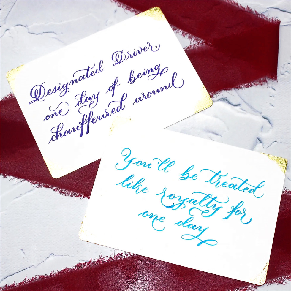 Romantic handwritten date coupons designed for couples to celebrate birthdays, valentines day, proposals, anniversaries
