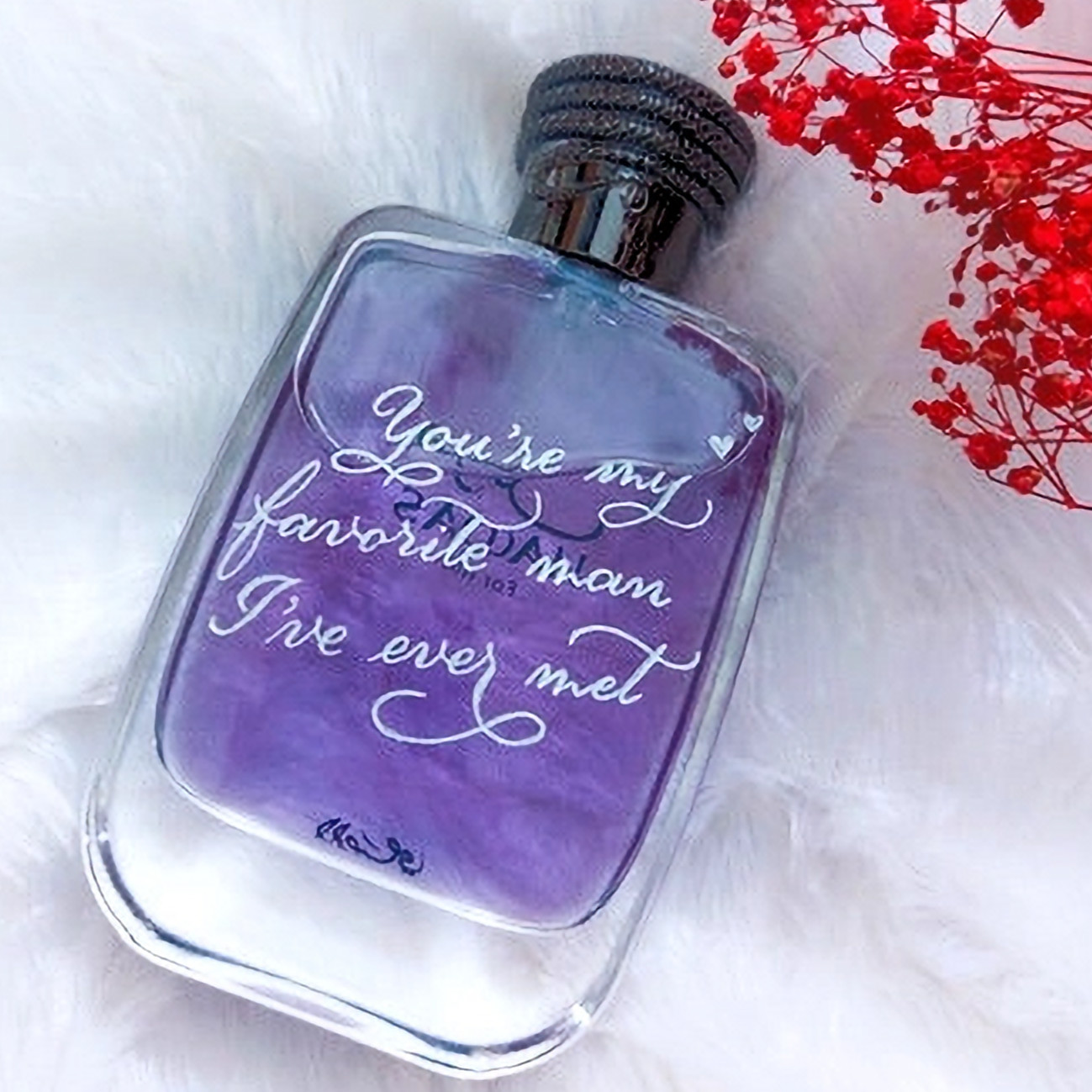 Perfume bottle engraved with romantic love quote gift idea