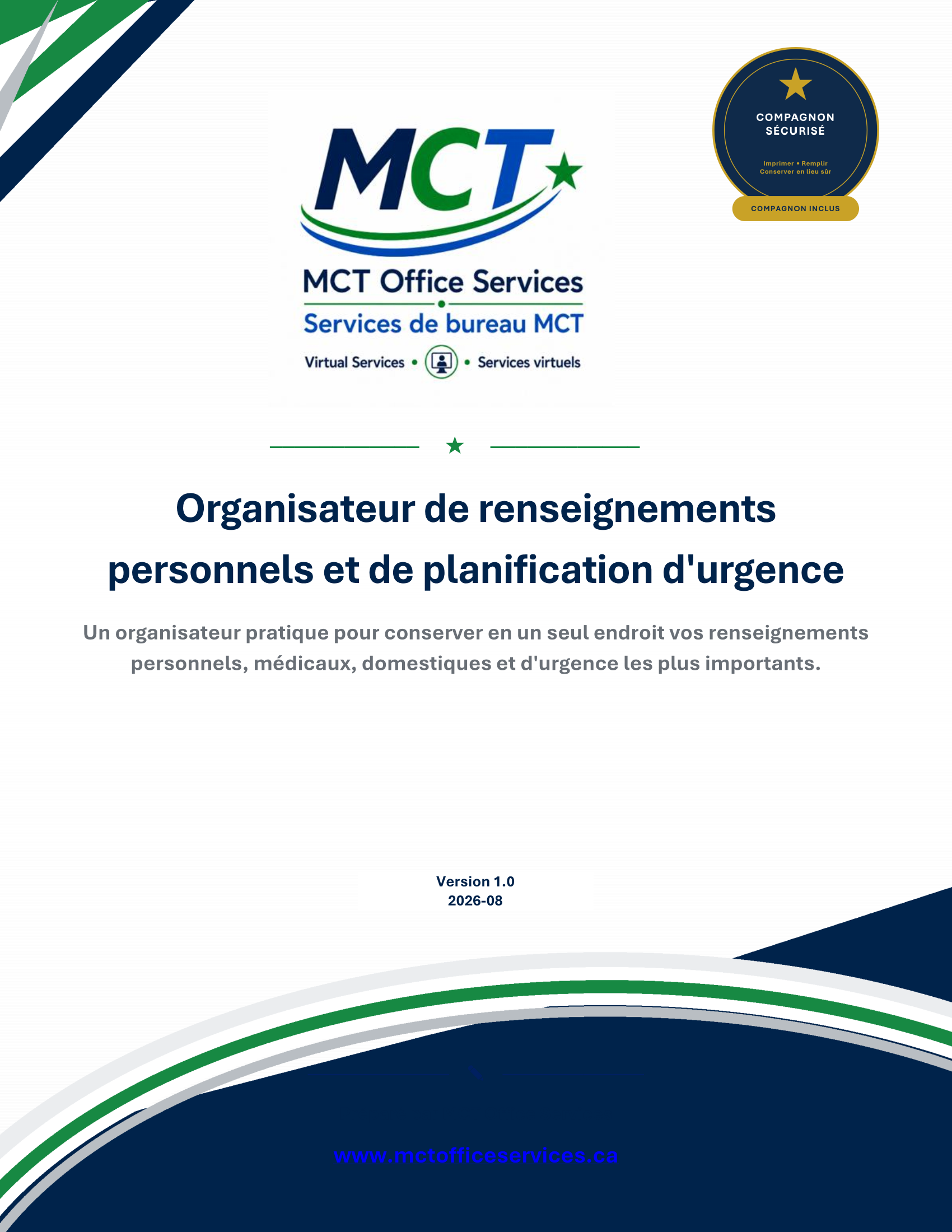 Organisateur de renseignements personnels et de planification d'urgence