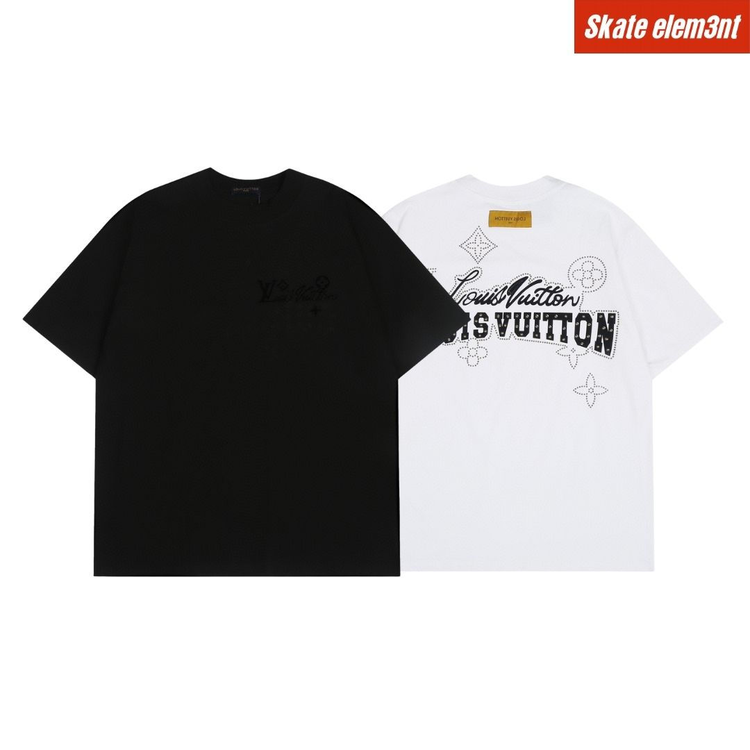 TEE LV 'STUDD STEEL MNGRAM' B,W.86