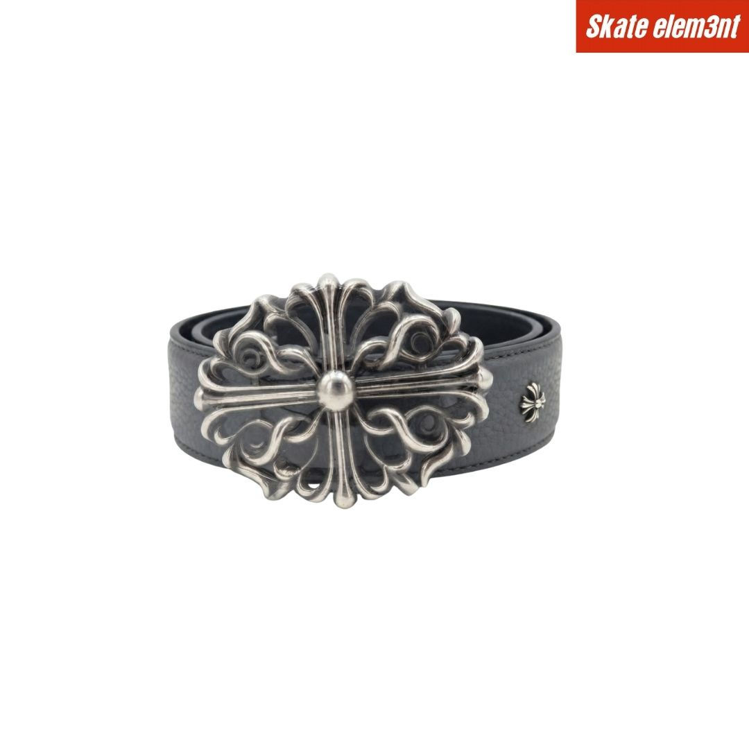 BELT CH 'CROSS FLORAL STUDD LTH'