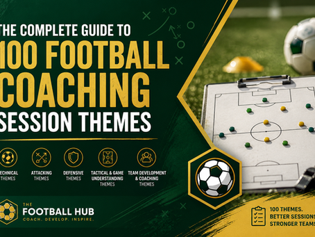 Football coaching session themes guide featuring 100 training ideas for grassroots football coaches