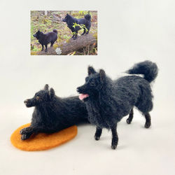 Zwei schwarze Schipperke gefilzt als Hundeportrait aus Filz nach Fotovorlage ca. 12 cm