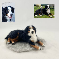 Bernersennen-Filzhund liegend nach Foto gefilzt als schöne Erinnerung ca.12 cm