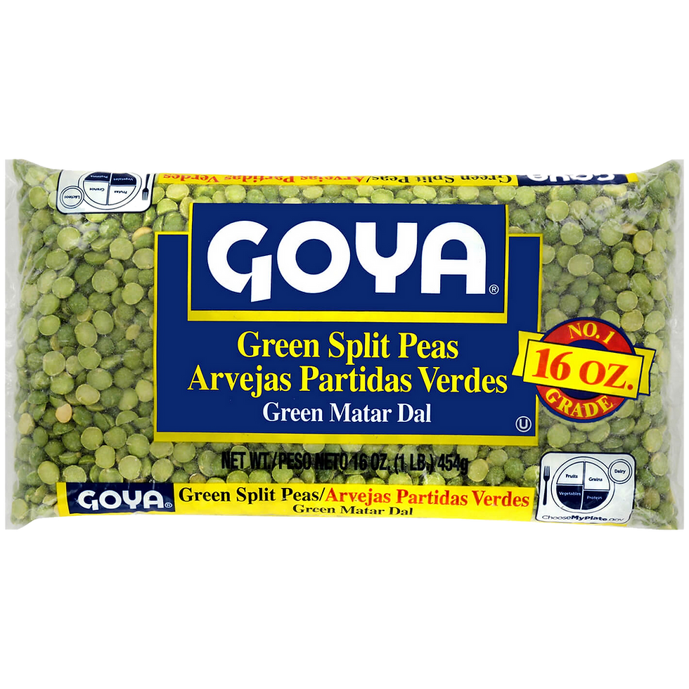 Goya Green Split Peas/Arvejas Partidas Verdes (Green Matar Dal) - 16 oz bag