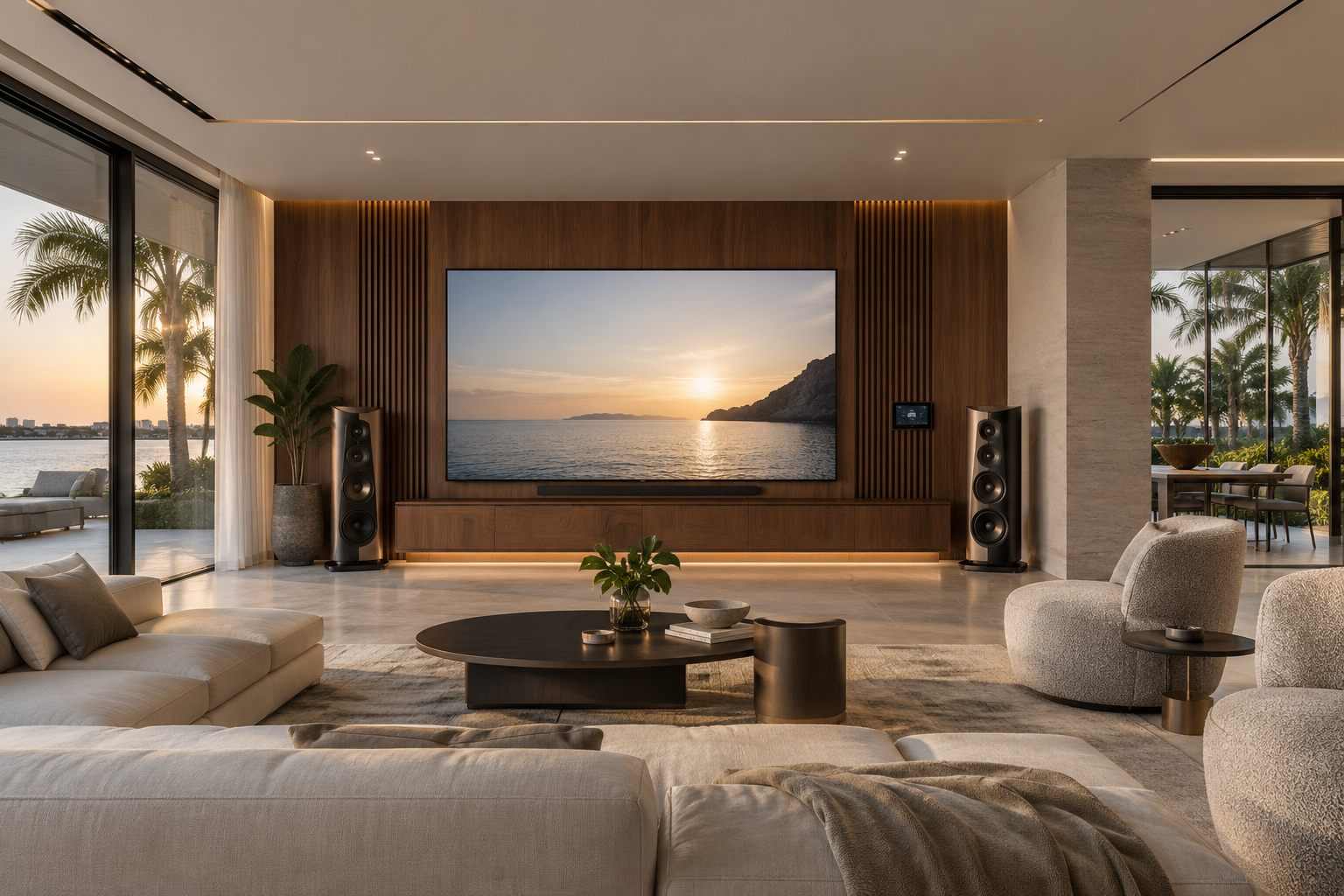 Living room with integrated entertainment system