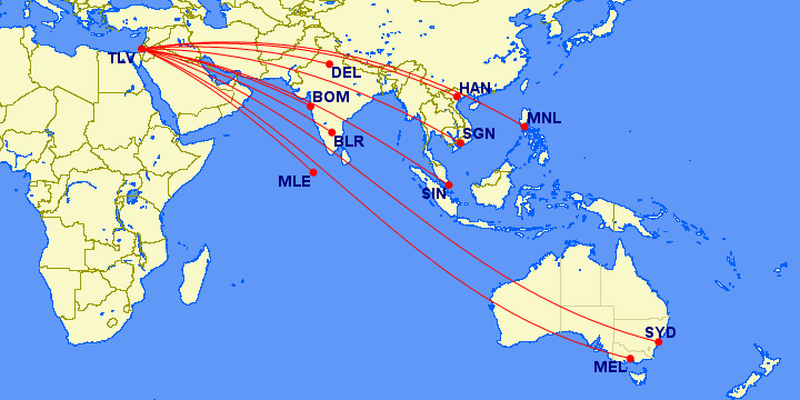New potential routes from Tel Aviv to Asia Saudi airspace