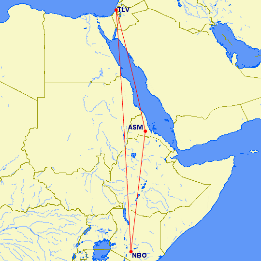 airline routes from Nairobi to Tel Aviv
