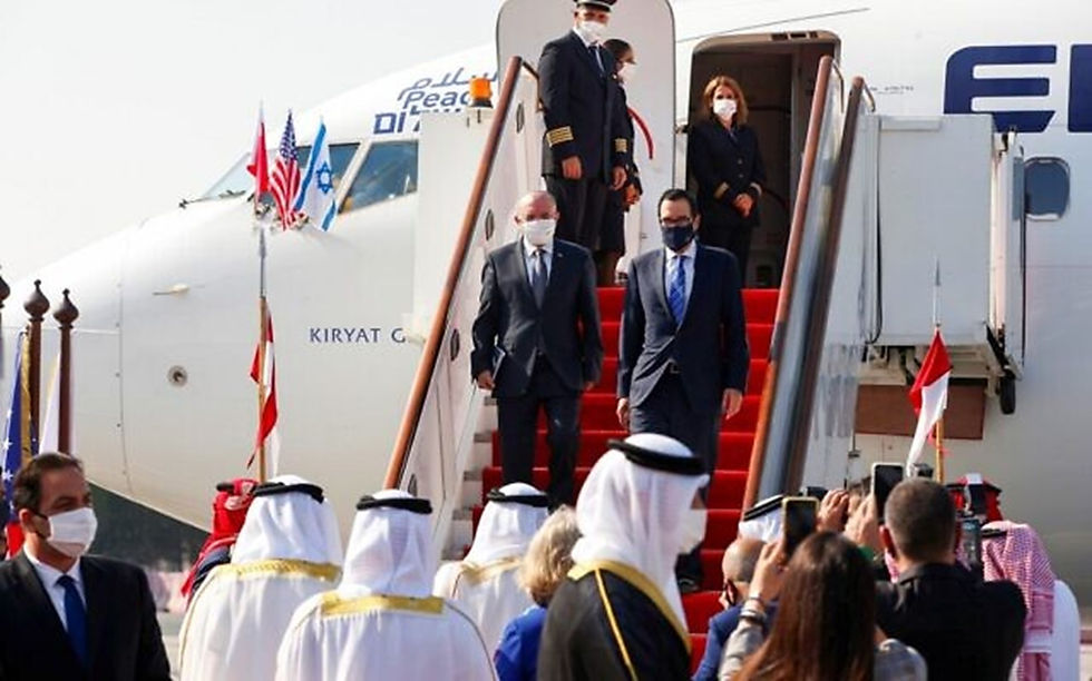 Ben-Shabbat and Mnuchin arriving in Manama