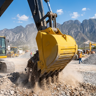 cucharon para excavadora en venta Monterrey trabajando en obra
