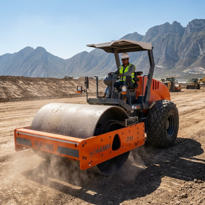 vibrocompactador trabajando en obra