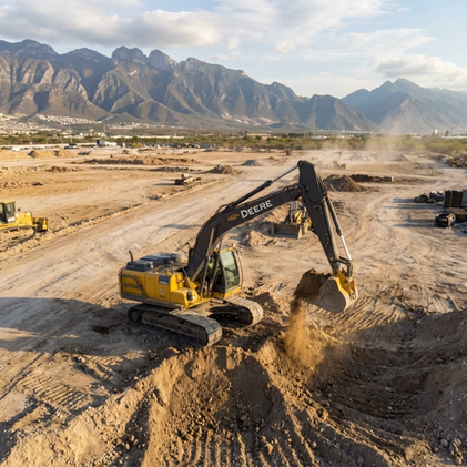 Excavadora de 30 toneladas trabajando en proyecto de construcción