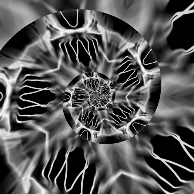 Activo digital animado de la coleccion NFT 'Polymita picta' de Axel Doyel Studio. Esta pieza de criptoarte monocromo traduce la geometría de la concha del caracol terrestre cubano amenazado en una espiral de facetas geométricas y frecuencias bio-digitales. Funciona como un token de artivismo ambiental conceptual que utiliza la blockchain para crear un registro inmutable y preservar la memoria biológica de la especie a la velocidad de la señal de datos en la Web3.