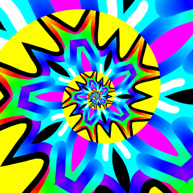 Activo digital animado (GIF) de la coleccion NFT 'Polymita picta' de Axel Doyel Studio. Esta obra de arte ambiental destaca grandes lobulos amarillo solar y agujas radiales en cian, magenta y blanco sobre una espiral logaritmica. Utiliza la vulnerabilidad del caracol terrestre cubano como metafora sobre la fragilidad de la biodiversidad global frente a especies amenazadas de mayor escala como elefantes o ballenas. Funciona como un token inmutable en la Web3 diseñado para concienciar sobre la proteccion de ecosistemas, frenar la deforestacion y denunciar el trafico ilegal de conchas