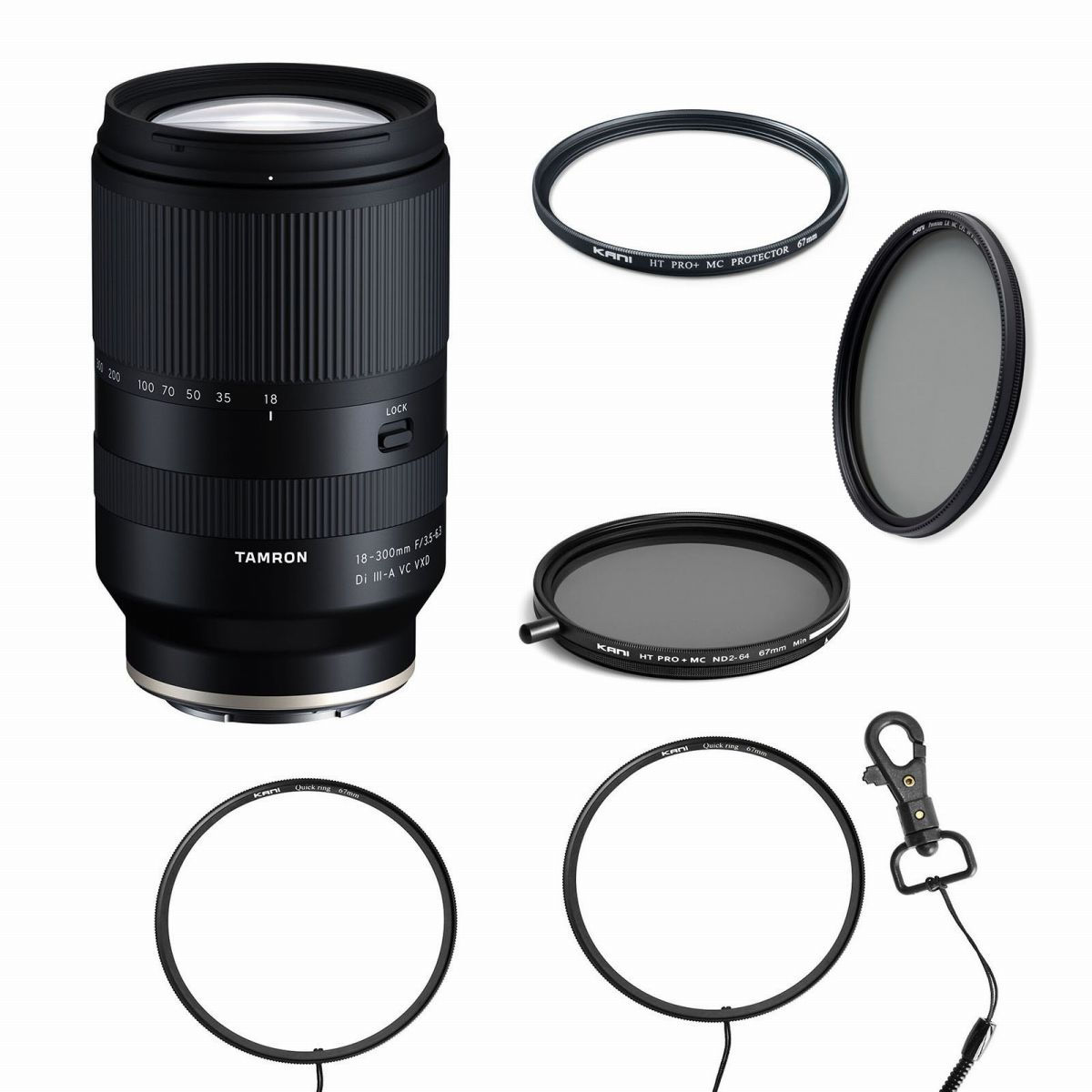 Tamron 18-300mm F/3.5-6.3 Di III A VC VXD + ND2-64+CPL+プロテクター+クイックリングセット