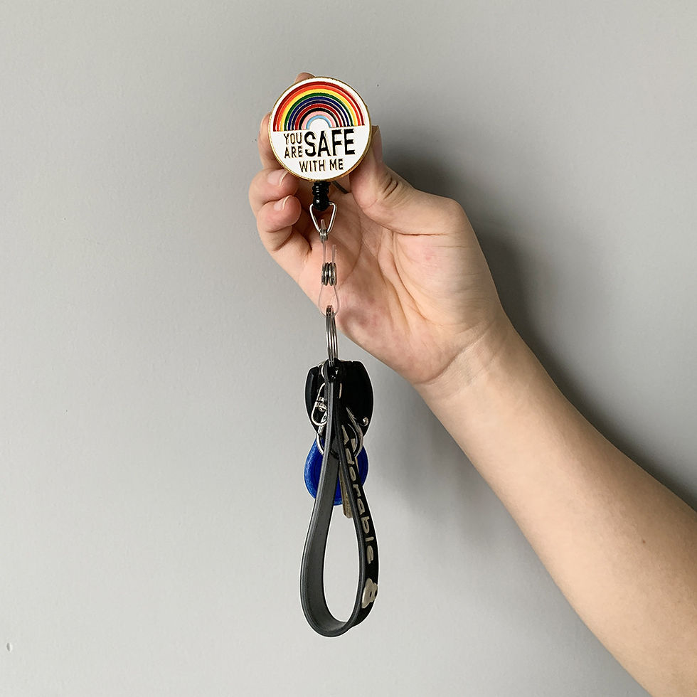 Thumbnail: Retractable ABS Bag Charm with Rainbow Metal Brooch