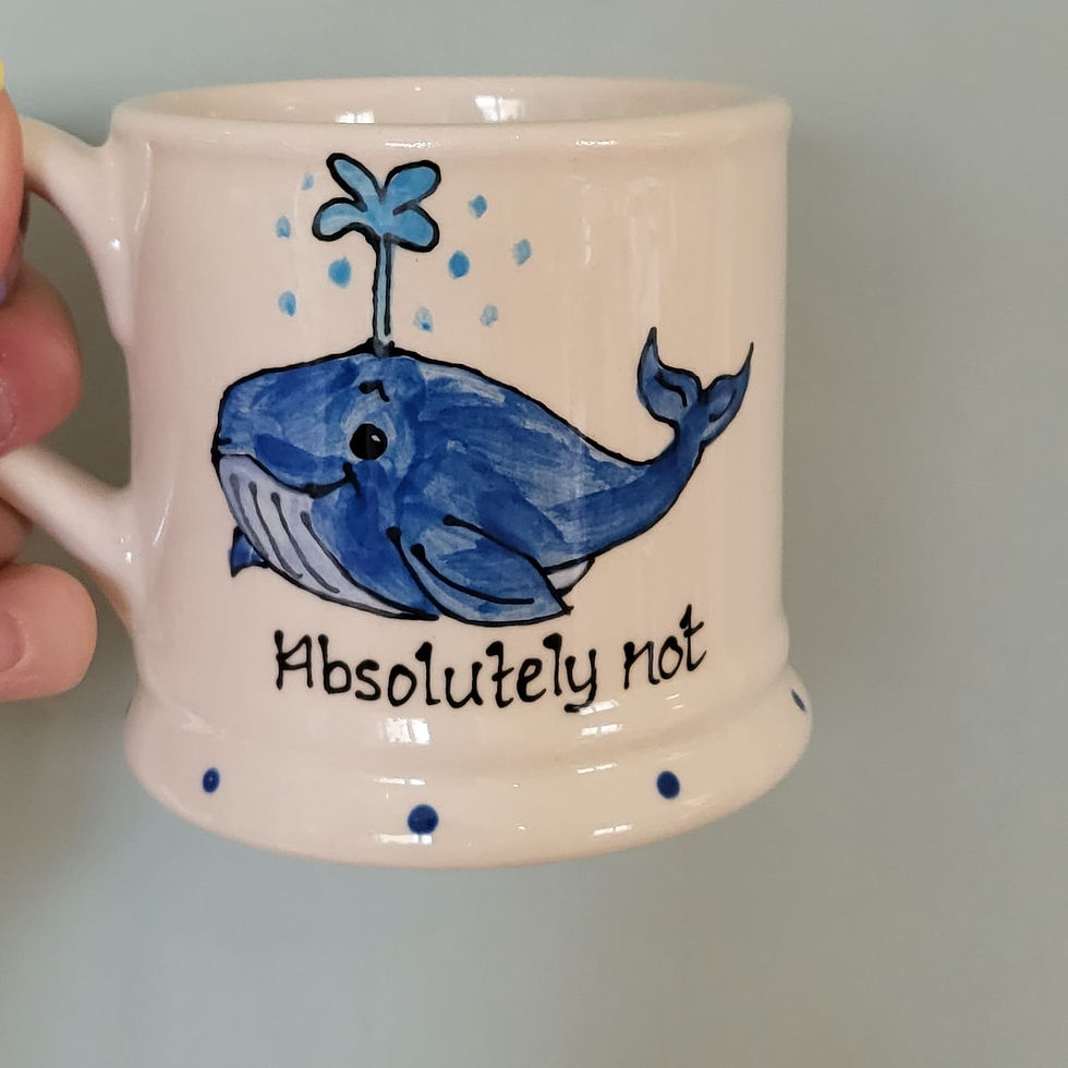 Handpainted Blue Whale Mug - any personalisation if required 