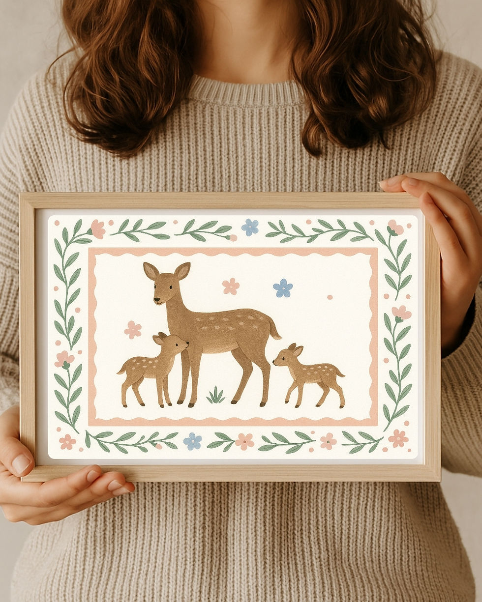 Deer Family Woodland Print