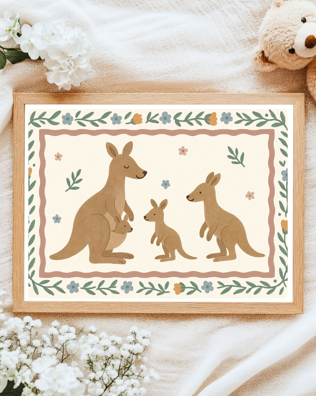 Kangaroo Family Wall Art Print
