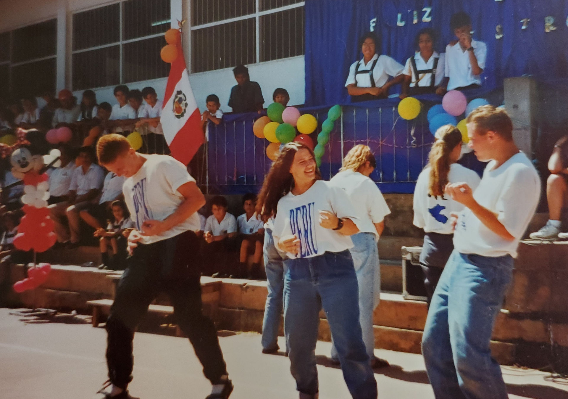 Doing a drama production at a school in Peru