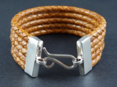 Thumbnail: 5 Plaited Cord Bracelet with Sterling Silver Clasp