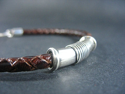 Thumbnail: Ornamated Silver Tube Bracelet