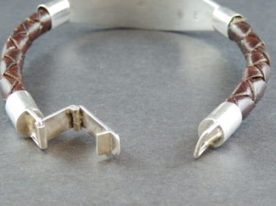 Thumbnail: Mother of Pearl plaited Leather bracelet