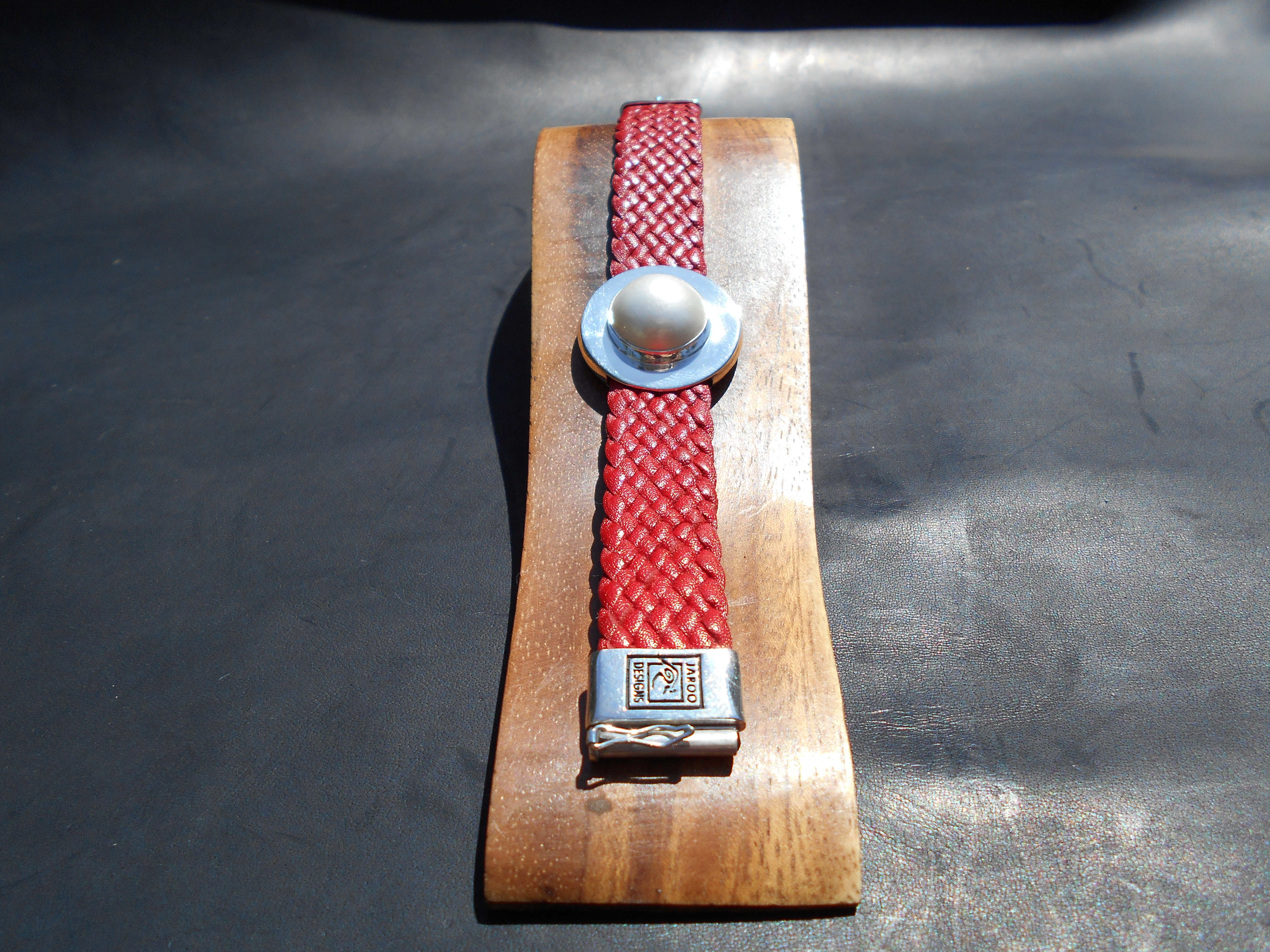 Large White Mabe Pearl in Sterling Silver Bracelet