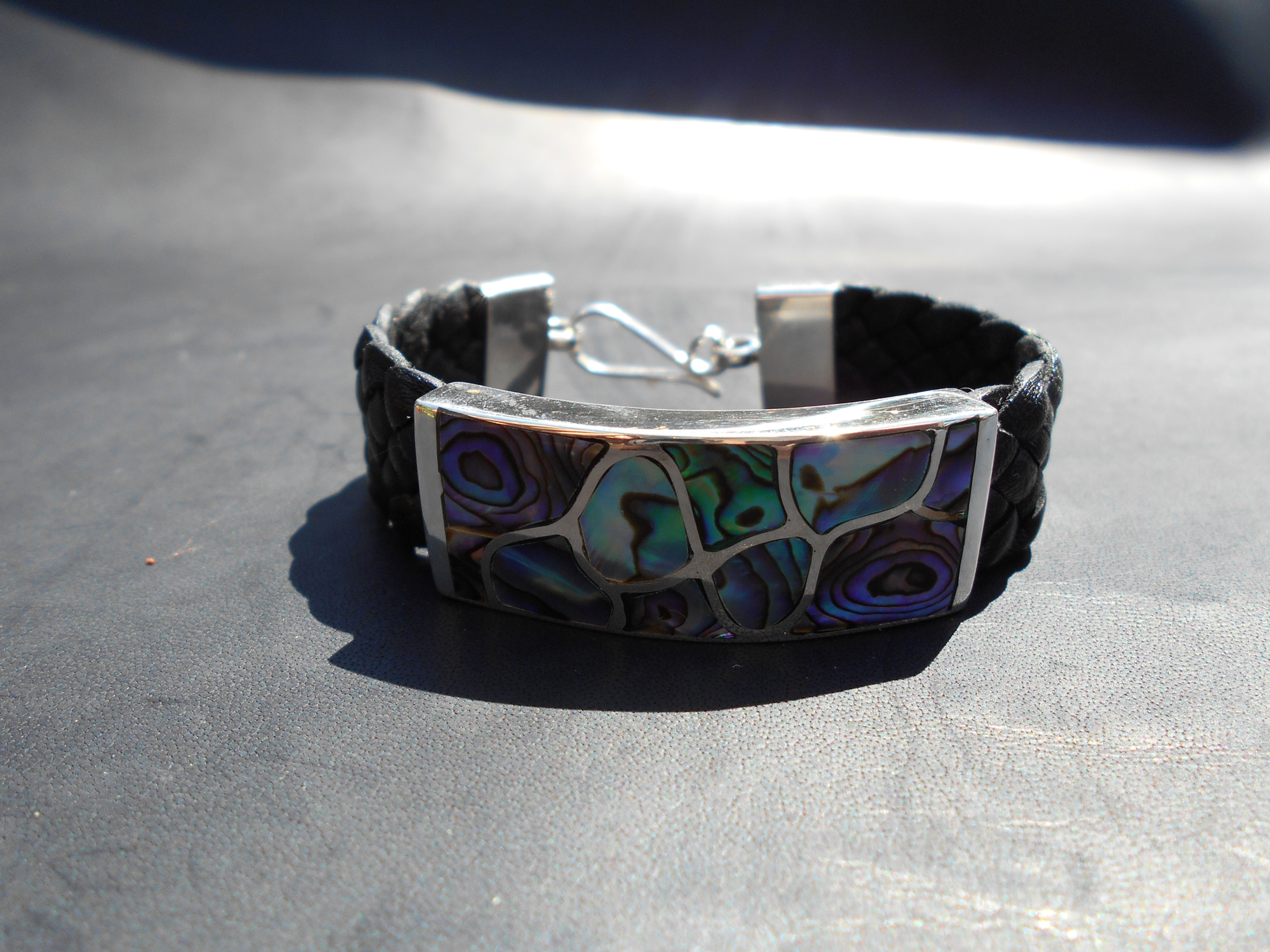 Paua Shell in Sterling Silver Flat Bracelet