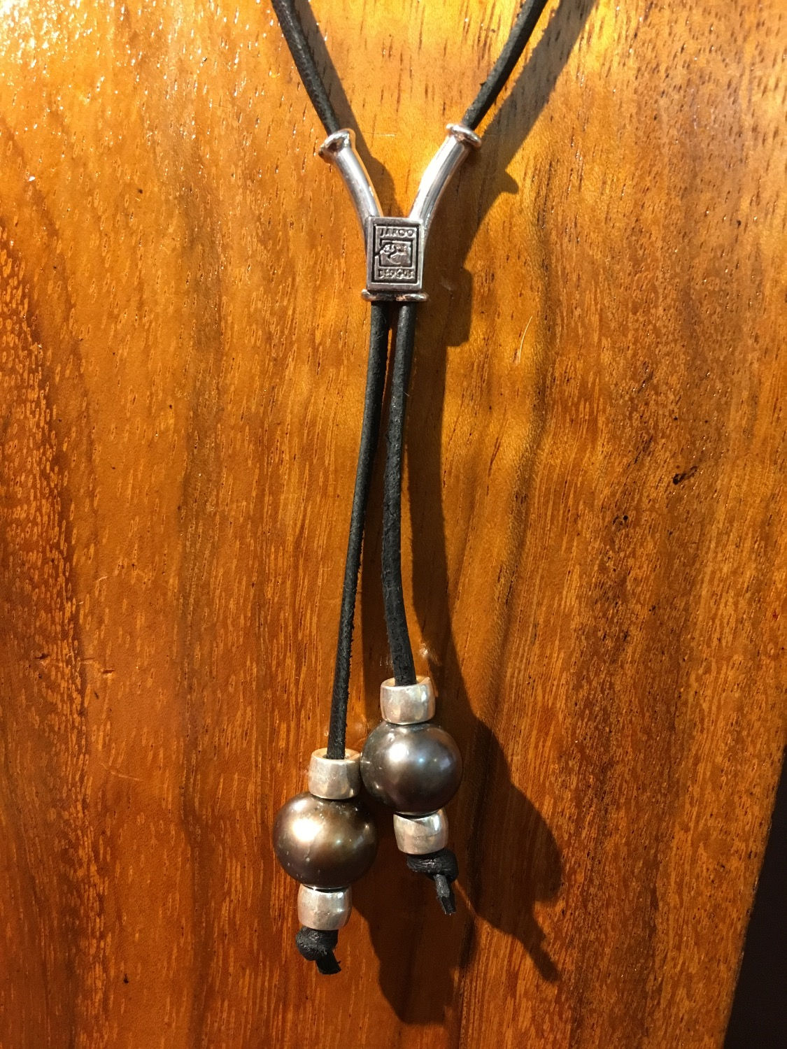 Two Peacock colour Freshwater Pearls Adjustable Necklace