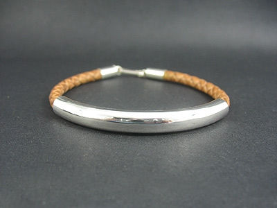 Thumbnail: Long Plain Silver Tube Bracelet