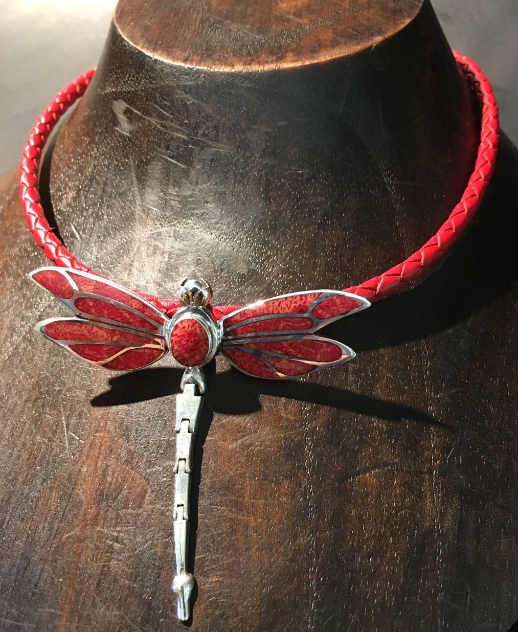 Red Coral Dragonfly Necklace