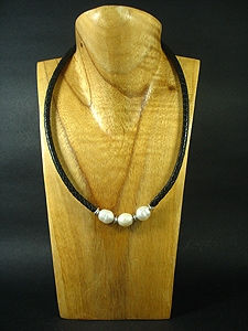 Thumbnail: 3 White Fresh Water Pearl Necklace