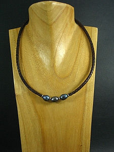 3 Black Fresh Water Pearl Necklace