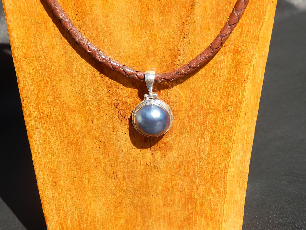 Dark Blue Mabe Pearl Necklace