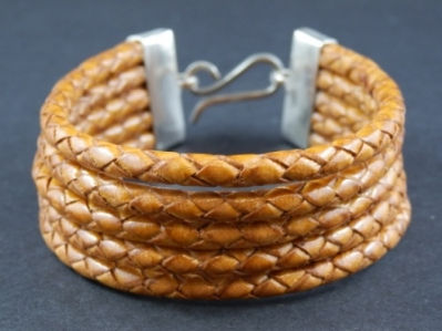 Thumbnail: 5 Plaited Cord Bracelet with Sterling Silver Clasp